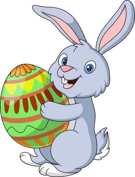 Ilustración Vectorial Lindo Conejito Con Huevo Pascua — Vector de stock