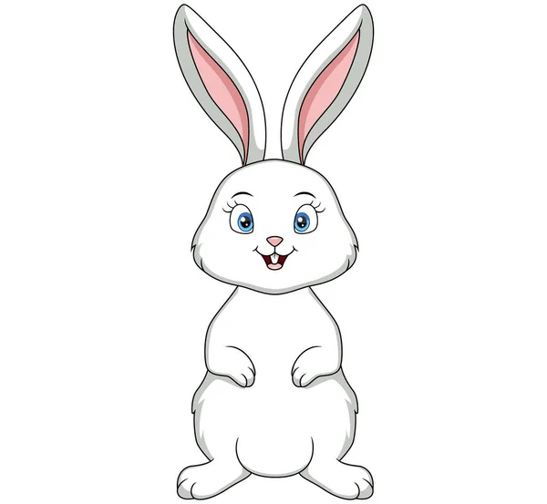 Illustrazione Vettoriale Carino Bianco Coniglietto Cartone Animato Sfondo Bianco — Vettoriale Stock