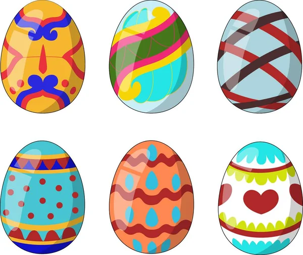 Vector Illustration Easter Eggs Isolated White Background — Stock Vector