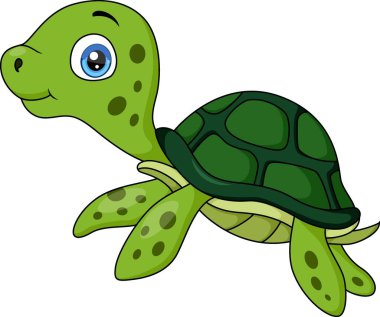 Vector illustration of Cute baby turtle cartoon on white background