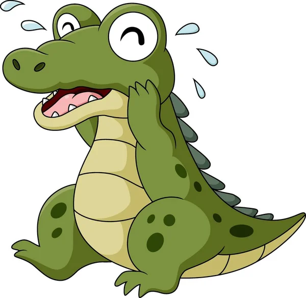Illustration Vectorielle Bébé Crocodile Mignon Assis Pleurant — Image vectorielle
