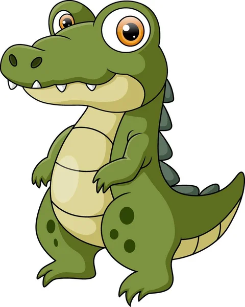 Vector Illustration Cute Baby Crocodile Cartoon White Background — Image vectorielle