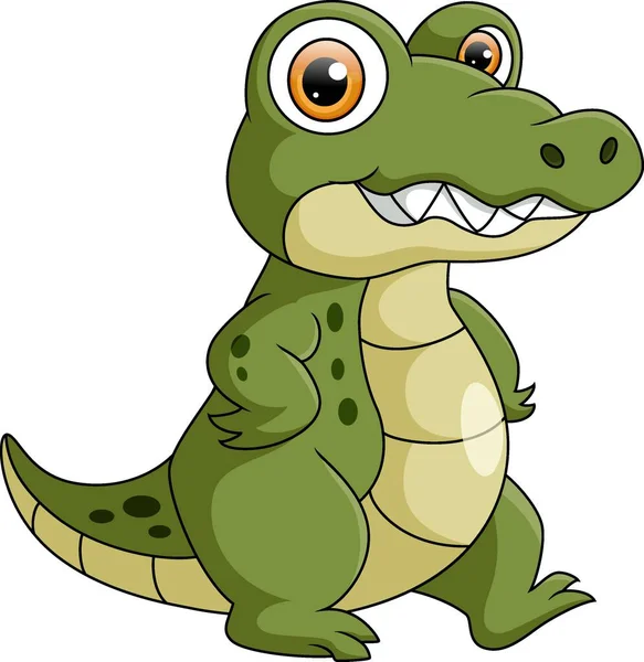 Vector Illustration Cute Baby Crocodile Cartoon White Background —  Vetores de Stock