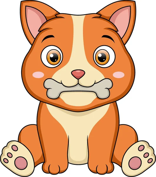 Wektor Ilustracja Cute Cat Kreskówki Kości — Wektor stockowy