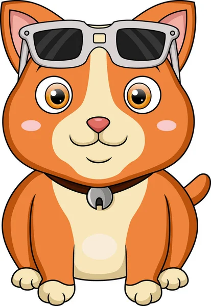 Wektor Ilustracja Cute Cat Kreskówki Okularami Przeciwsłonecznymi — Wektor stockowy