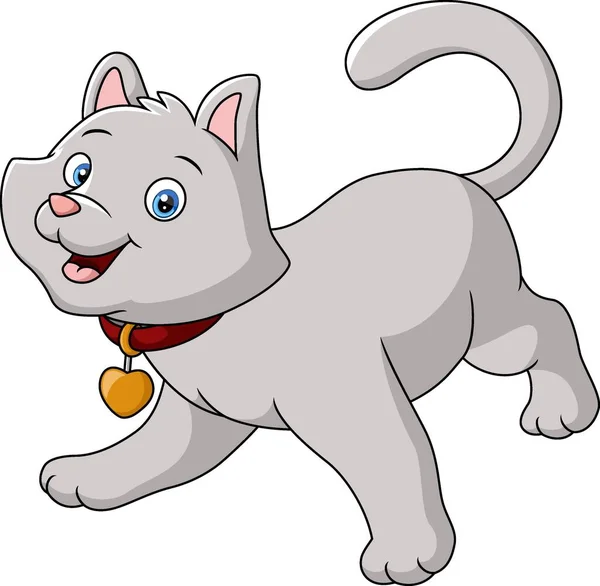 Wektor Ilustracja Cute Cat Kreskówki Białym Tle — Wektor stockowy
