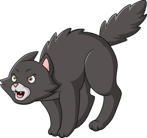 Ilustración Vectorial Dibujos Animados Gato Negro Lindo Asustado — Vector de stock