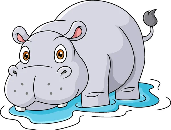 Ilustração Vetorial Desenho Animado Bonito Bebê Hipopótamo Água —  Vetores de Stock