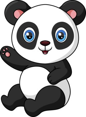Beyaz arka planda şirin bebek karikatür pandanın vektör çizimi