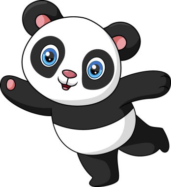 Tatlı bebek panda dansının vektör çizimi