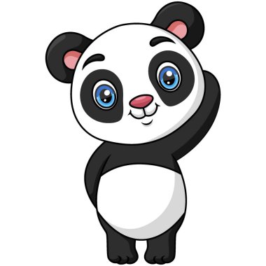 Beyaz arka planda şirin bebek karikatür pandanın vektör çizimi
