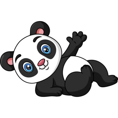 Beyaz arka planda şirin bebek karikatür pandanın vektör çizimi