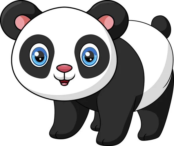 Vector Illustration Cute Baby Cartoon Panda White Background — Stock Vector