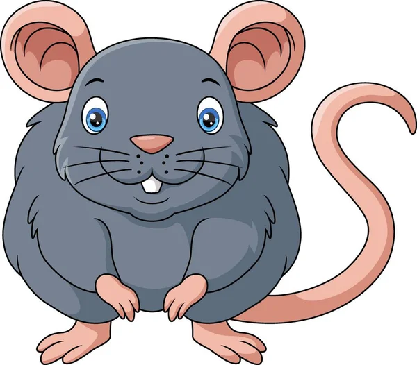 Ilustrasi Vektor Kartun Mouse Imut Pada Latar Belakang Putih - Stok Vektor