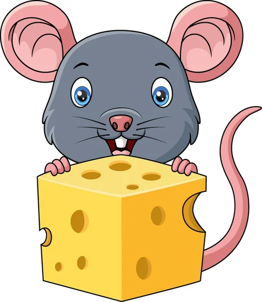 Vektorillustration Von Cute Mouse Cartoon Hält Einen Käse — Stockvektor