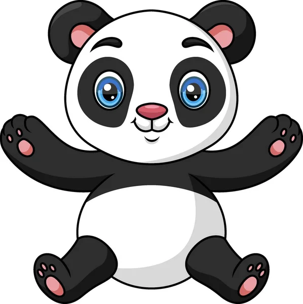 Desenho Animado Panda Pendurado Em Um Galho Vetor Ilustração