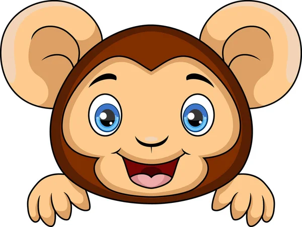 Ilustração Vetorial Desenhos Animados Macaco Pequeno Bonito Fundo Branco —  Vetores de Stock