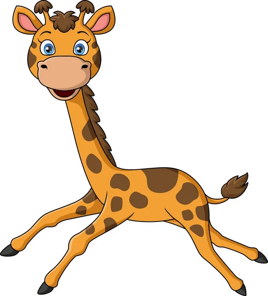 Vektor Illustration Söt Giraff Tecknad Vit Bakgrund — Stock vektor