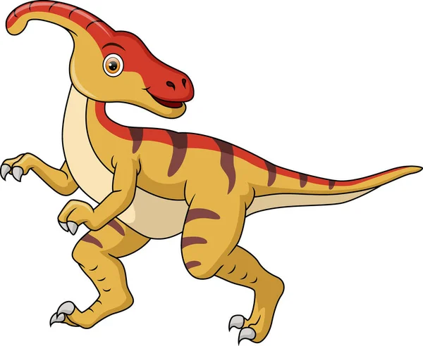 白色背景下的Cute Parasaurolophus漫画的矢量图解 — 图库矢量图片