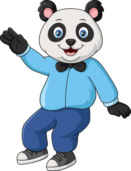 Vektorové Ilustrace Roztomilé Panda Karikatury Oblečení — Stockový vektor