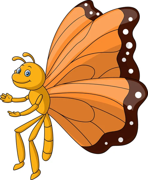Vektor Illustration Von Cute Schmetterling Cartoon Fliegen Auf Weißem Hintergrund — Stockvektor