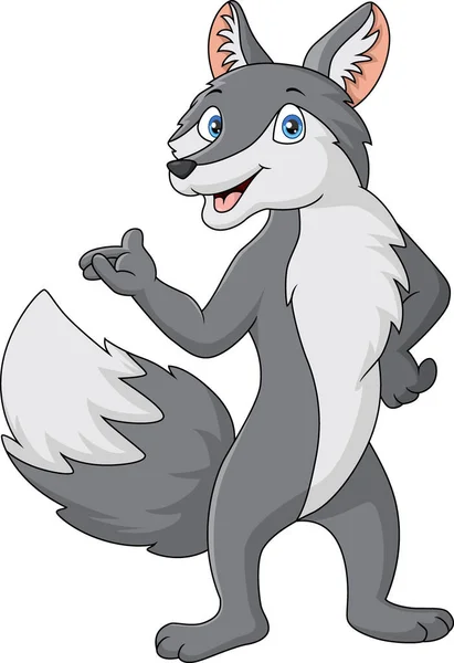 Vector Illustration Cute Wolf Cartoon White Background — Stock Vector