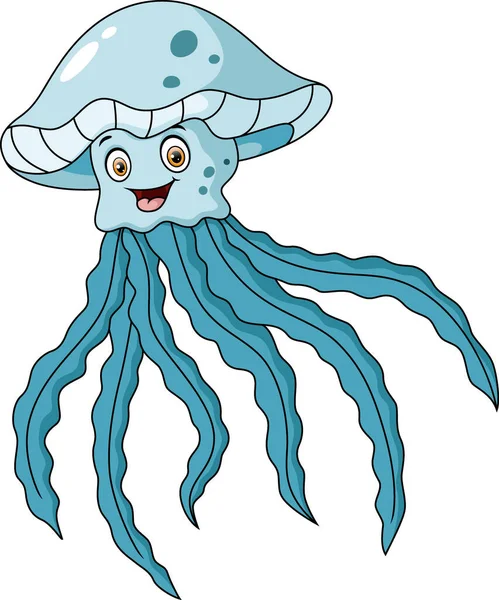 Vector Illustration Cute Jellyfish Cartoon White Background — Stock Vector