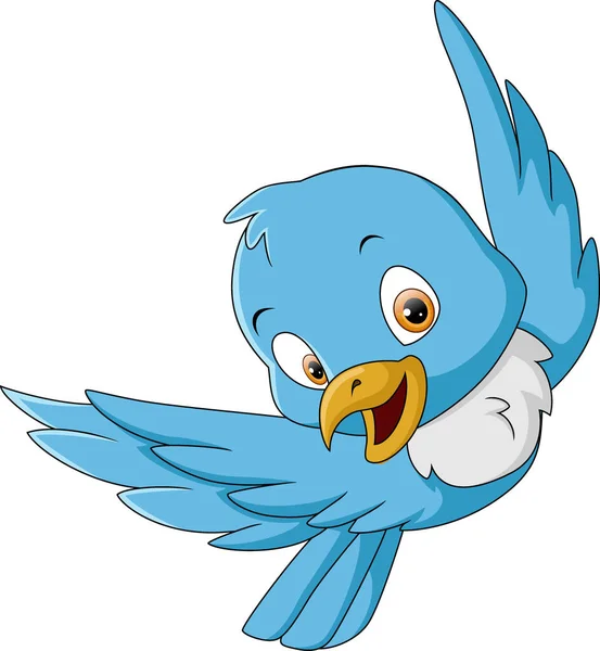 Ilustración Vectorial Del Vuelo Dibujos Animados Lindo Pájaro Azul Feliz — Vector de stock