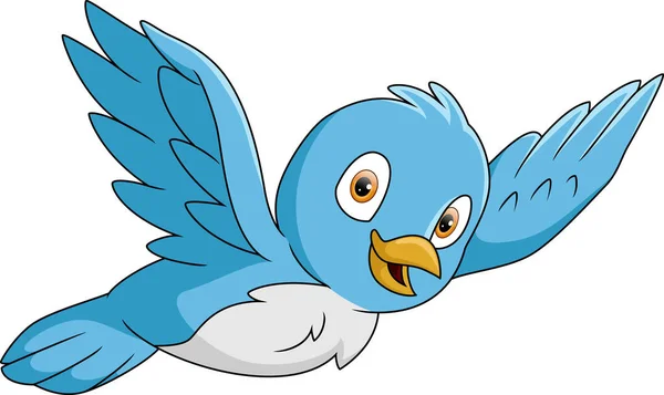 Wektor Ilustracja Cute Szczęśliwy Niebieski Ptak Kreskówka Latający — Wektor stockowy