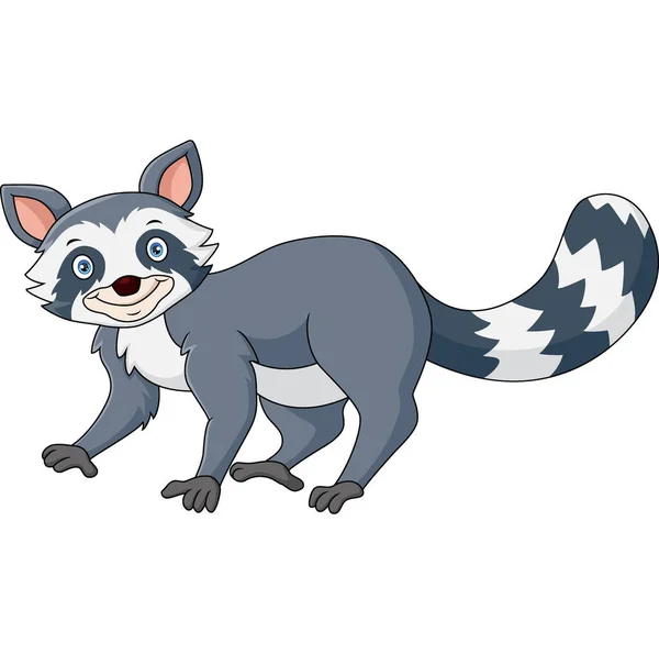 Wektor Ilustracji Cute Raccoon Cartoon Białym Tle — Wektor stockowy