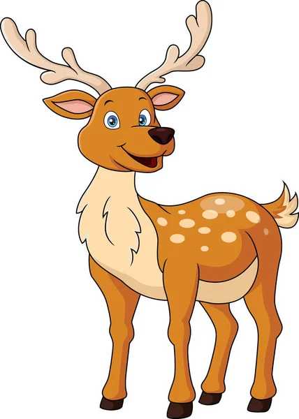 Vector Illustration Cute Deer Cartoon White Background — Stockvektor