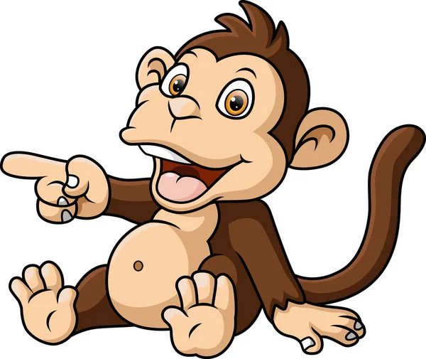 Ilustração Vetorial Bonito Bebê Macaco Desenho Animado Sentado —  Vetores de Stock
