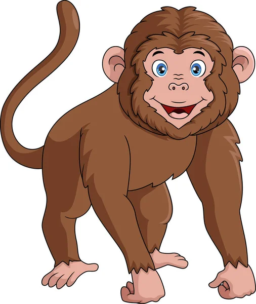 Vector Illustration Cute Baby Monkey Cartoon White Background — Stock Vector