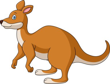 Beyaz arkaplanda sevimli kanguru çizgi filminin Vektör İllüstrasyonu