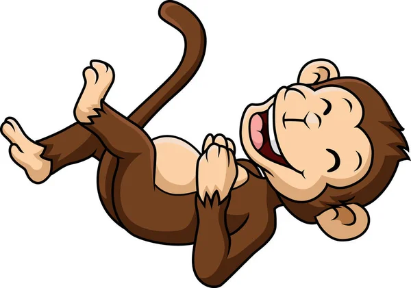 Vektor Illustration Von Cute Monkey Cartoon Lachen Auf Weißem Hintergrund — Stockvektor
