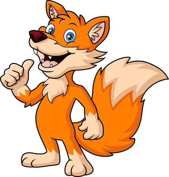 Wektor Ilustracja Cute Fox Kreskówki Dając Kciuk Górę — Wektor stockowy