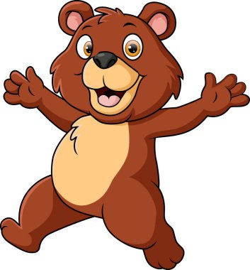 Vector illustration of Cute little bear cartoon on white background