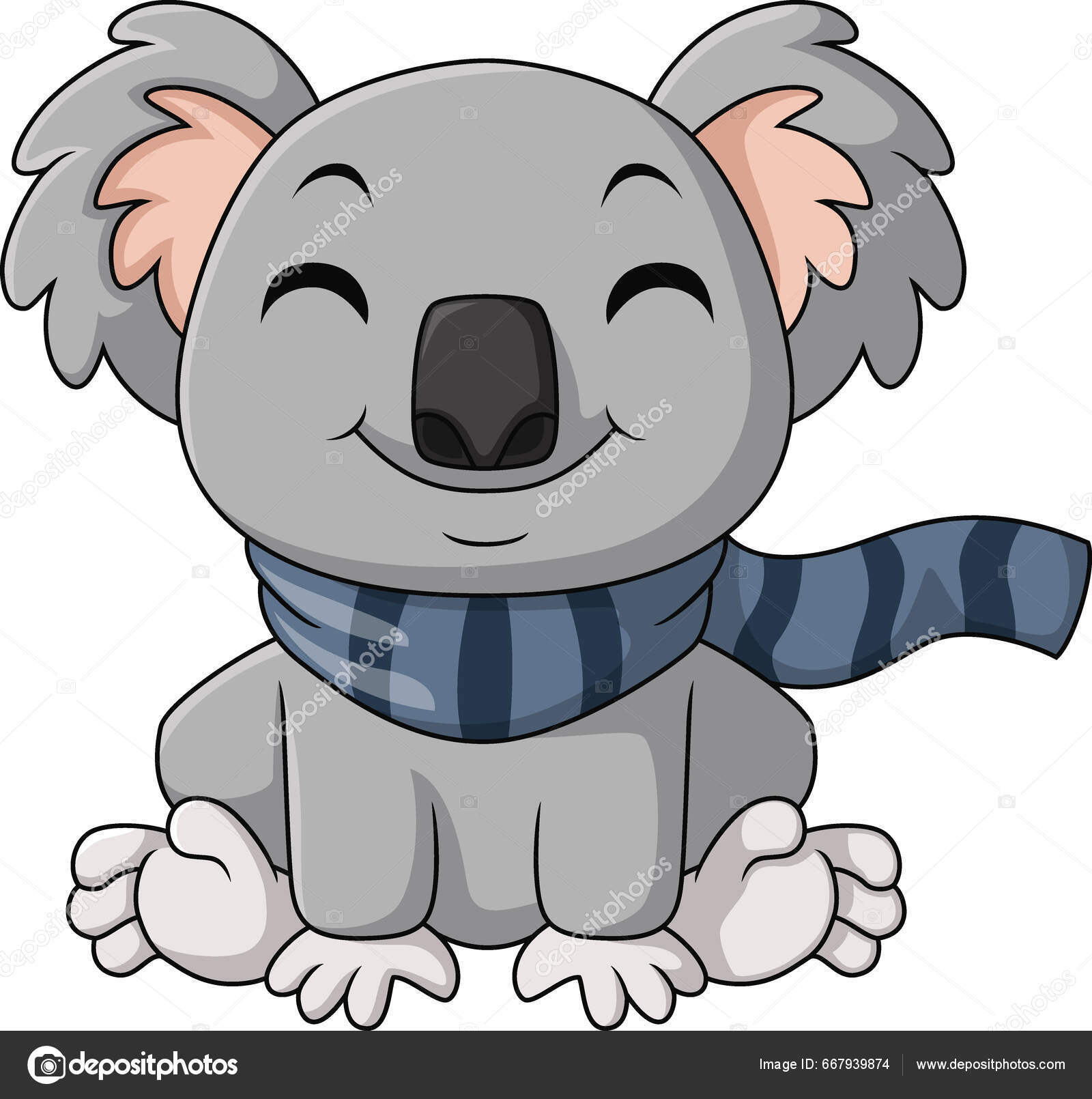 Εικονογράφηση Διάνυσμα Του Χαριτωμένο Koala Κινουμένων Σχεδίων Φορώντας  Κασκόλ Διανυσματικό Αρχείο από ©artnovi667939874
