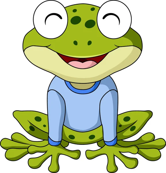 Vector Illustration Cute Frog Cartoon Wearing Clothes — Stock Vector