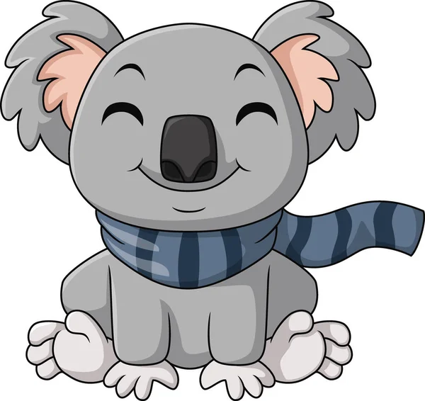 Vektorillustration Des Niedlichen Koala Cartoons Mit Schal — Stockvektor