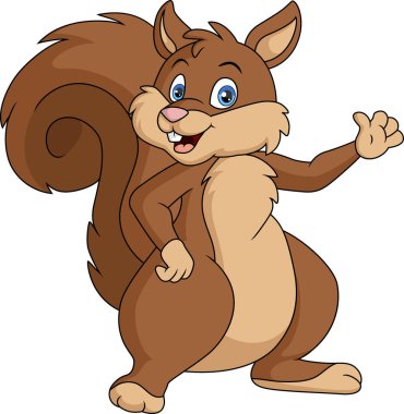 Beyaz arka plan üzerinde izole sevimli sincap karikatür vektör çizim