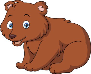 Vector illustration of Cute little bear cartoon on white background