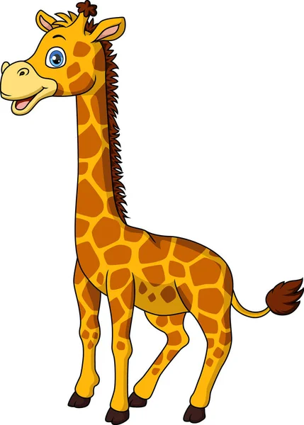 Vector Illustration Cute Giraffe Cartoon Isolated White Background — Stock Vector