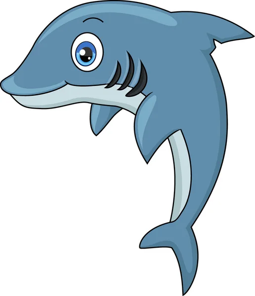 Vector Illustratie Van Leuke Blauwe Dolfijn Cartoon Springen — Stockvector