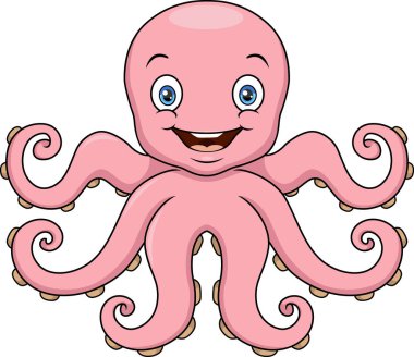 Beyaz arkaplanda şirin ahtapotun vektör çizimi