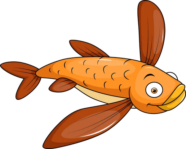 Vektor Illustration Des Netten Fliegenden Fisches Karikatur Auf Weißem Hintergrund — Stockvektor