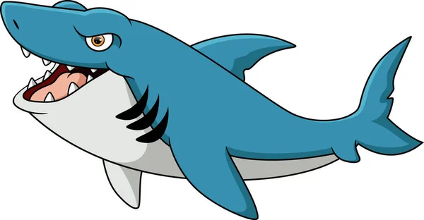 Ilustración Vectorial Caricatura Tiburón Lindo Sobre Fondo Blanco — Vector de stock