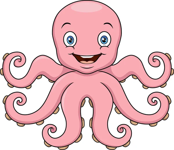 Vector Illustration Cute Octopus White Background — Stock Vector