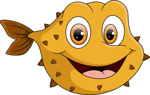 Vector Illustration Cute Puffer Fish White Background — Stock Vector