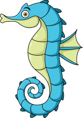 Beyaz arkaplanda Şirin Deniz Atları çizgi filminin Vektör İllüstrasyonu